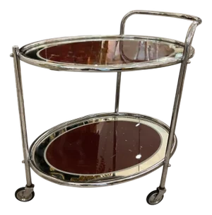 Art Deco Burgundy Oval Chrome Trolley