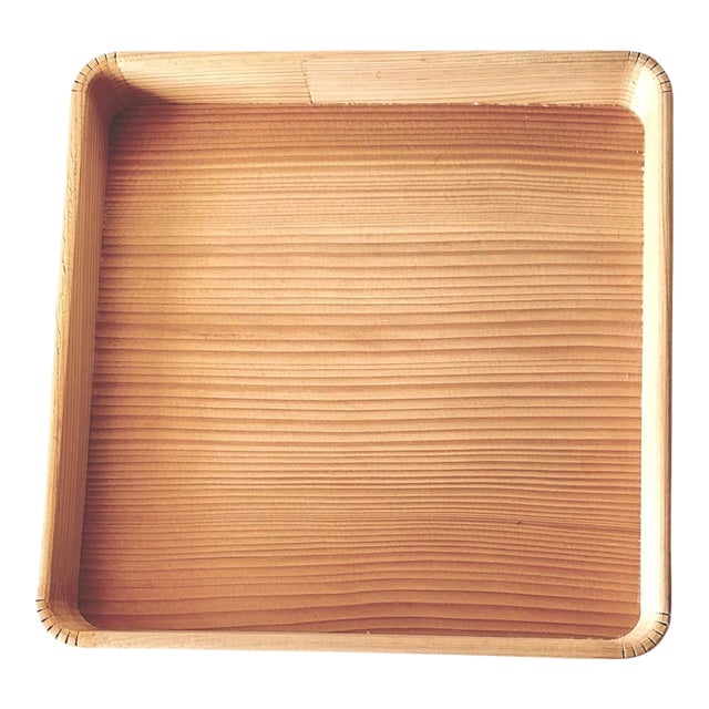 Japanese Cedar Ash Wood Tray Vintage Tea Ceremony Square Natural Lacquer For Sale