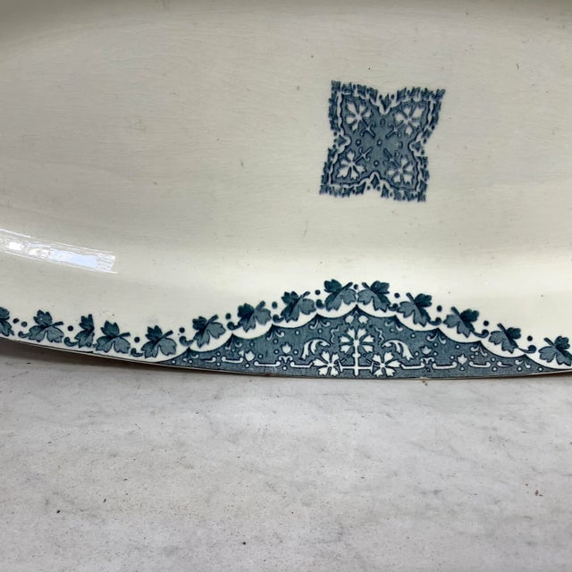 Longwy Antique French Faience Blue and White Fish Platter Longwy, Circa 1900 For Sale - Image 4 of 7