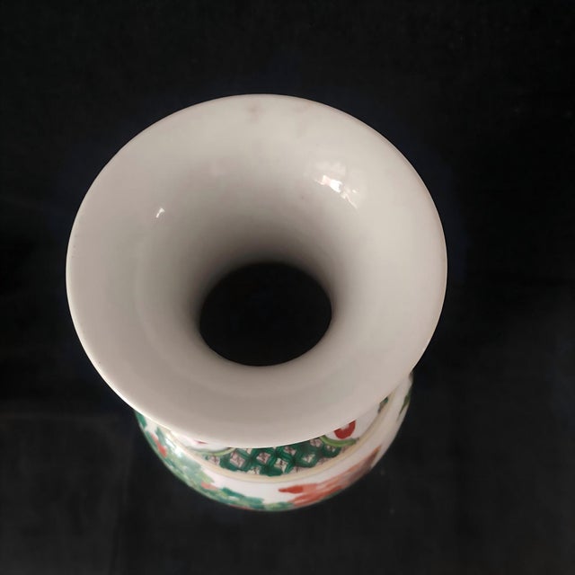 White Chinese Ceramic Vase,Kangxi Marked Famille Verte Porcelain Vase Hand Painted Playing Children Pattern For Sale - Image 8 of 12