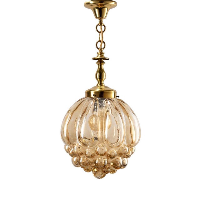 Gold Amber Bubble Glass Pendant Light by Helena Tynell for Limburg, Germany, 1960s For Sale - Image 8 of 8
