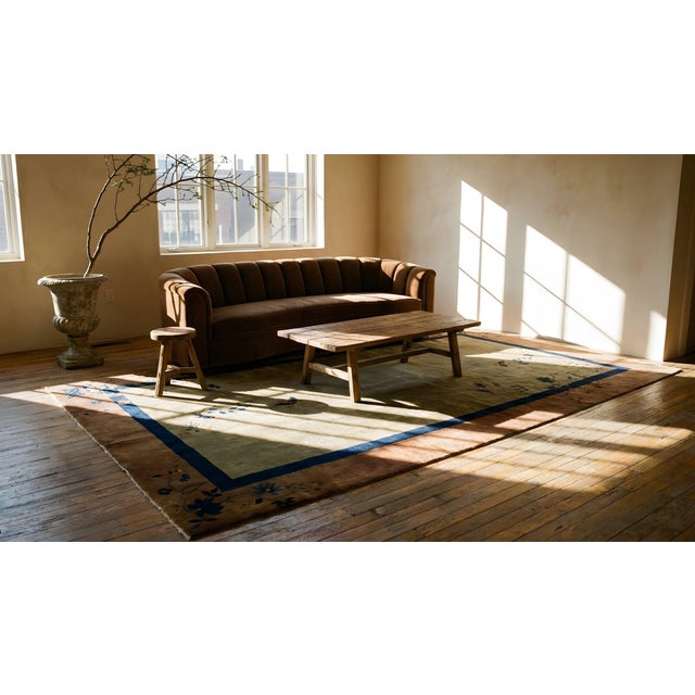 1920s Gray Open Field Floral Antique Chinese Art Deco Gallery Carpet 6' X 11' 8" Knotted Wool Rug Runner For Sale - Image 12 of 12