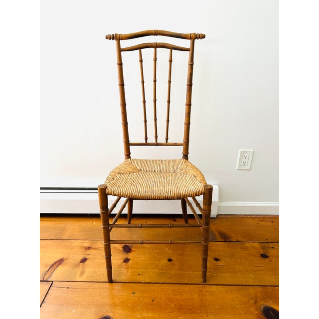 Vintage Midcentury Modern Faux Bamboo High Back Chair For Sale - Image 4 of 7