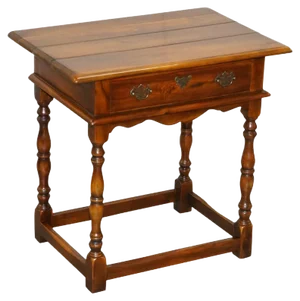 Large Hardwood Side Table with Single Drawer Campaign from Theodore Alexander