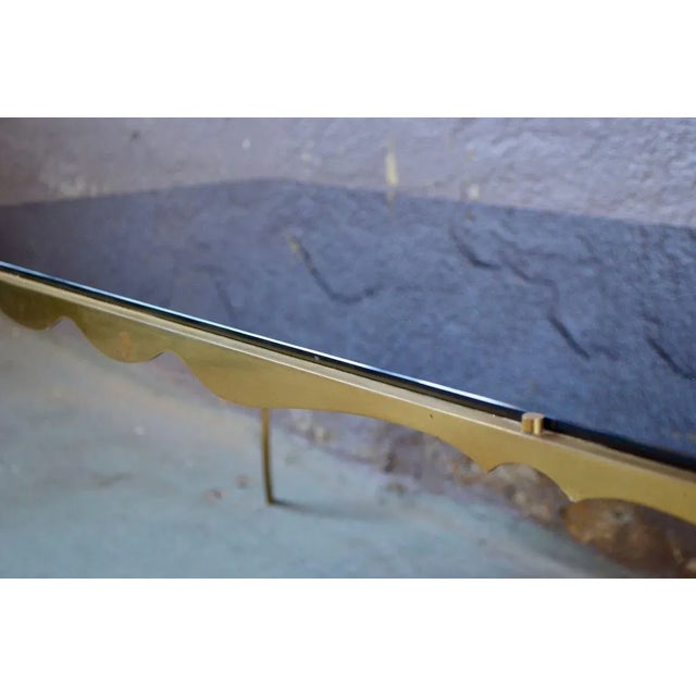 Hollywood Regency Vintage French Neo-Louis XVI Black Glass Coffee Table, 1960s For Sale - Image 3 of 18