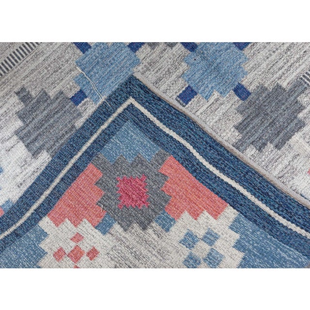 Scandinavian Mid-Century Slate Gray Flatweave Rug By Ulla Parkdal For Sale In New York - Image 6 of 8