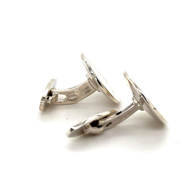Silver 1990s Pair of Georg Jensen Estate Sterling Silver Cufflinks 15.1 Grams For Sale - Image 8 of 11
