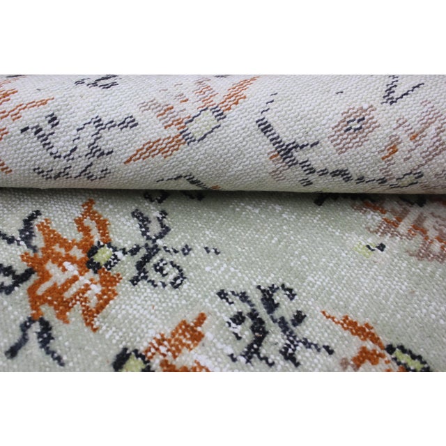 1950s Chinese Art Deco Vintage Handmade Floral Desing Natural Wool Area Rug For Sale - Image 11 of 13