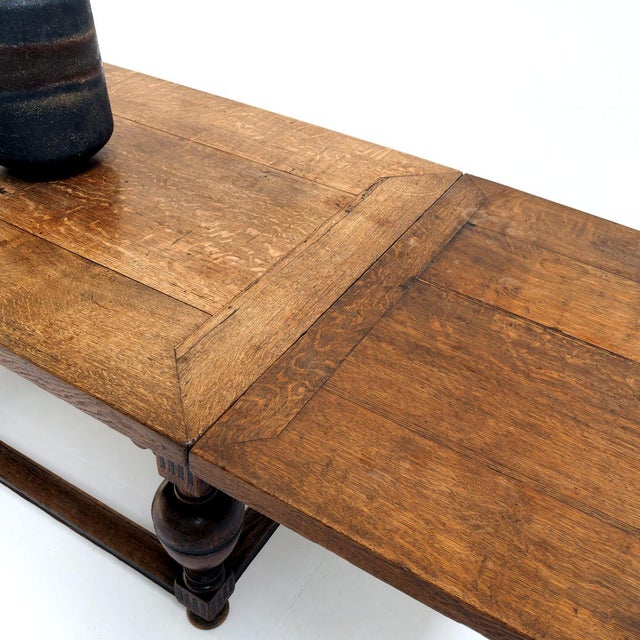 Brown Antique Dutch Draw-Leaf Oak Table, 1850 For Sale - Image 8 of 14