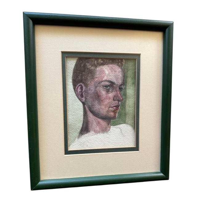Wood Vintage Original Male Portrait, Framed For Sale - Image 7 of 9