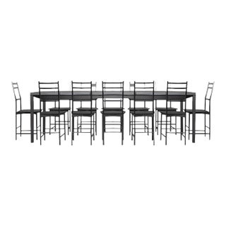 Bagutta Table and Chairs in Aluminum by Opera Design for Ycami, 1980s, Set of 13 For Sale