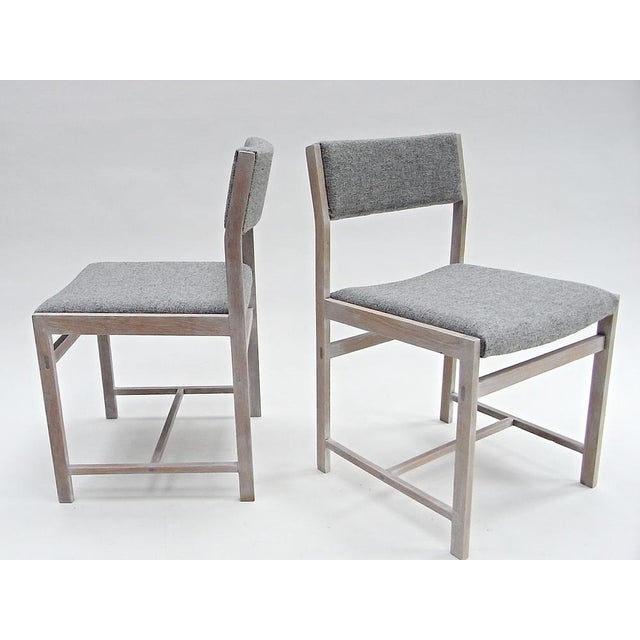 Brown Set of Chairs in Whitened Oakwood & Kvadrat Fabric For Sale - Image 8 of 18