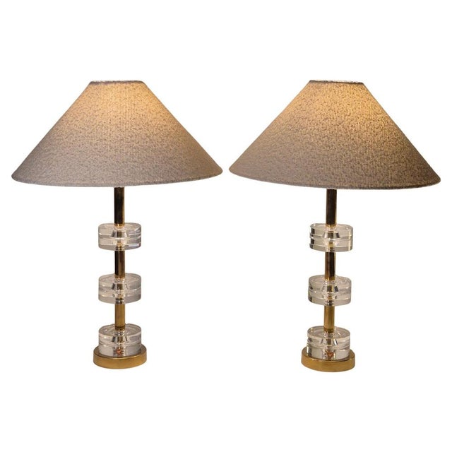 Scandinavian Modern Table Lamps with Orrefors Glass and Brass by Carl Fagerlund, 1960s, Set of 2 For Sale - Image 15 of 15