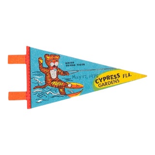 Vintage Cypress Gardens Florida Felt Flag Pennant For Sale