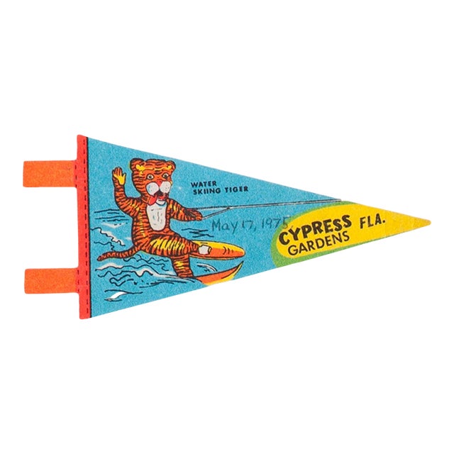 Vintage Cypress Gardens Florida Felt Flag Pennant For Sale