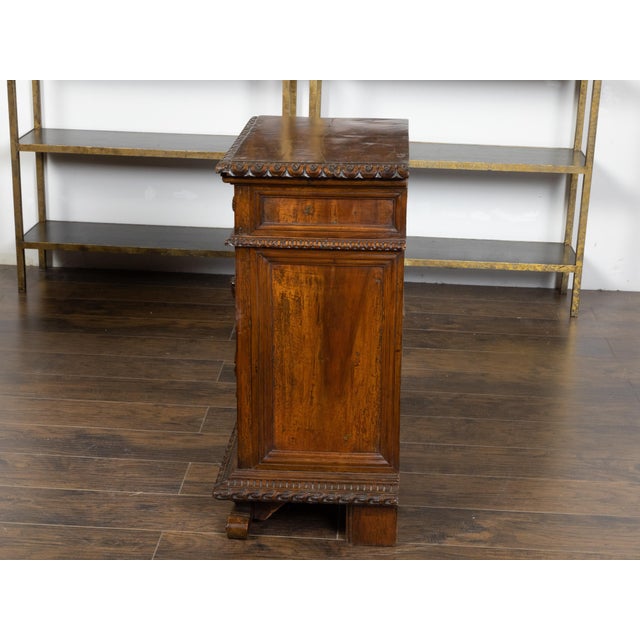 Small Italian 1800s Walnut Cabinet with Carved Urn, Foliage and Mascaron Décor For Sale - Image 10 of 12