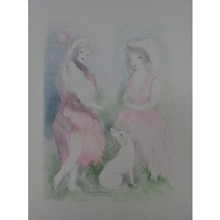 Marie Laurencin, Two Girls With a Dog, Lithograph, 1928 For Sale