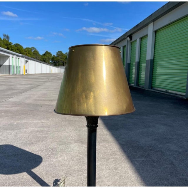 Traditional Visual Comforts Patinated Bronze Neo Classical Empire Brass Shade Table Lamps, a Pair For Sale - Image 3 of 9