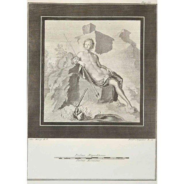 Giovanni Elia Morghen, Ancient Roman Fresco Herculaneum, Original Etching, 18th Century For Sale