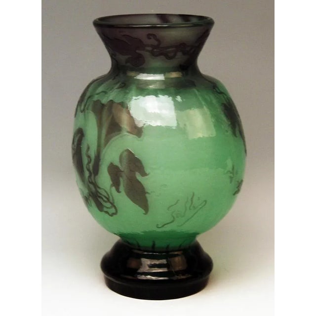 Art Nouveau rare fire polished bellied vase by Gallé Manufactory: Émile Gallé / France, Nancy, Lorraine, made circa 1890...