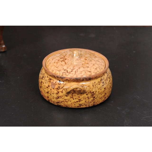 Ceramic French 19th Century Pottery Covered Baking Dish with Brown Blotched Glaze For Sale - Image 7 of 12