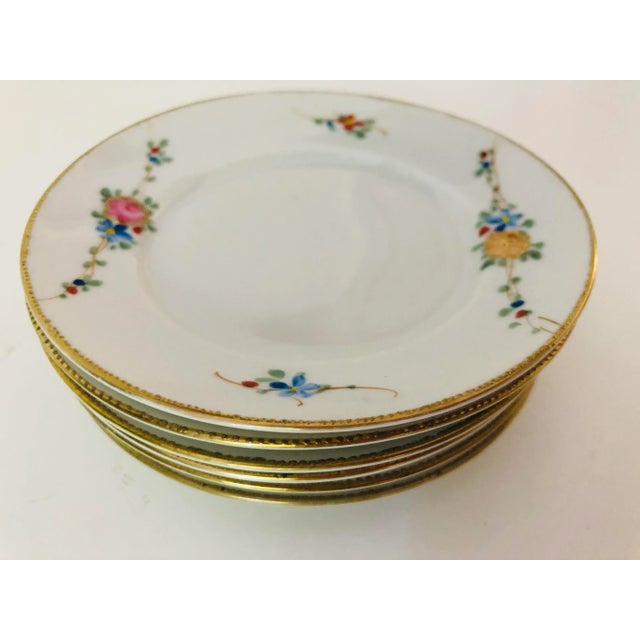 Vintage Nippon Hand Painted Floral Bread Plates S/6 For Sale - Image 4 of 6