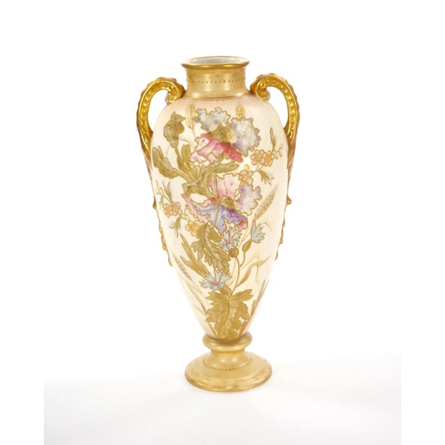 Antique German Porcelain Hand Painted / Gilt Decorative Vase For Sale - Image 10 of 10