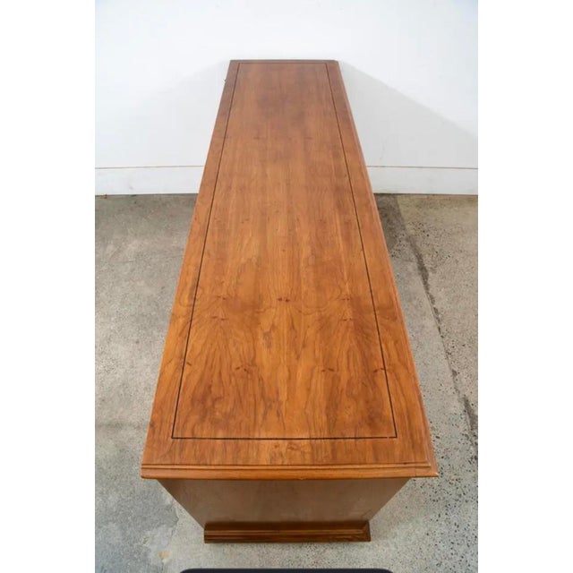 1970s Mid Century Modern Credenza Server Buffet Stanley Oak 9 Drawers Cabinet 1970s For Sale - Image 5 of 11