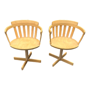 Mid Century Modern Bentwood Captain's Swivel /Lounge Chairs