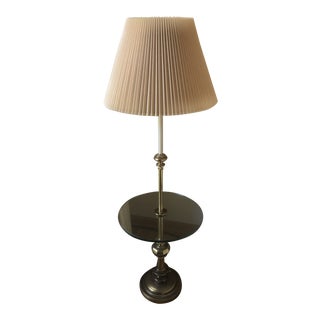1970s Stiffel Brass Floor Lamp With Glass Table For Sale