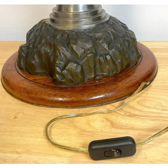 French Art Deco Bronze, Steel, Crystal and Wood Model of a Lighthouse Lamp, A substantial, intricately detailed model of a...