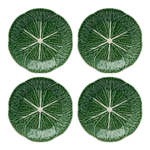 Bordallo Pinheiro Cabbage Dessert Plate, Green, Set of 4