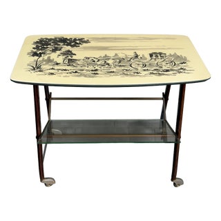 Vintage Coffee Table in Wood and Brass, 1960s For Sale