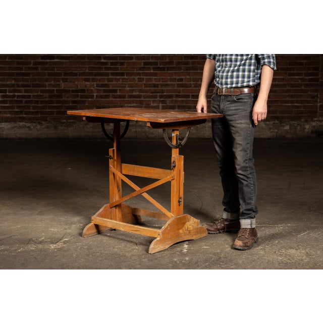 c. 1930s-1940s; (likely) Anco Bilt Co. - Newark, NJ Compact drafting table with a tilting work surface, adjustable height,...