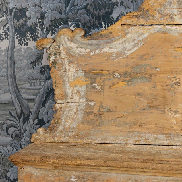 18th C. Italian Baroque Cassapanca Storage Bench in Original Paint For Sale - Image 13 of 17