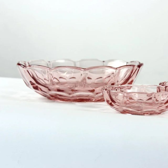 1950s Rose Glass Bowls, Czechoslovakia, 1950s, Set of 5 For Sale - Image 5 of 9