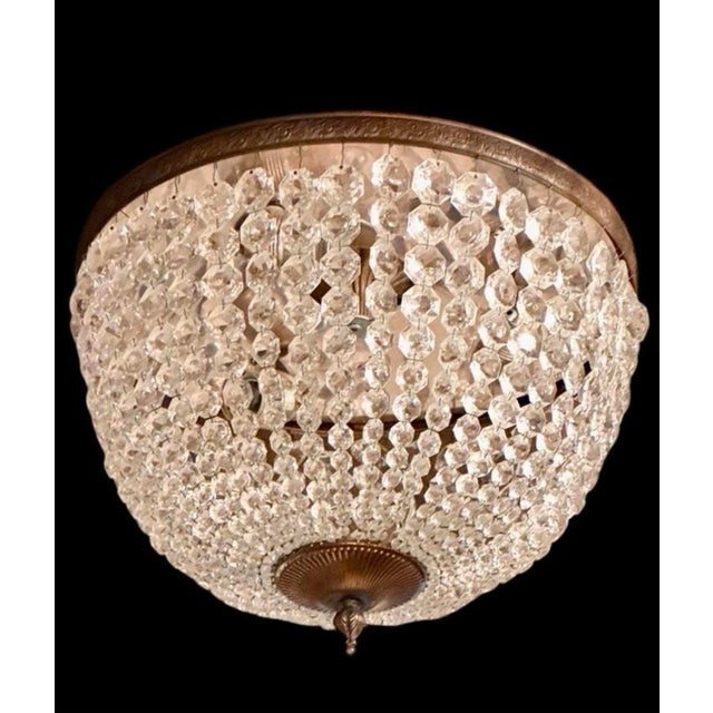 Tan Crystal Ceiling Light in Empire Style, 1920 For Sale - Image 8 of 8
