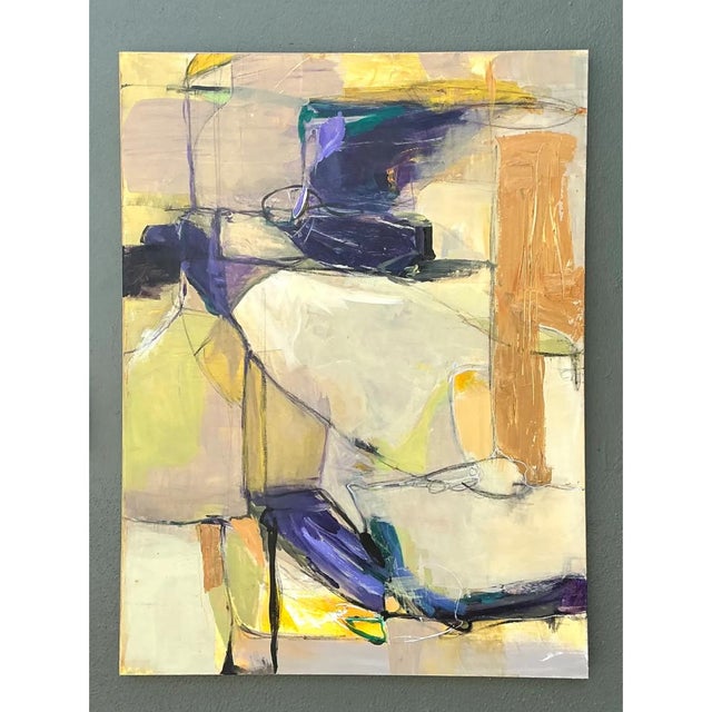 Purple Vintage Abstract Expressionist Oil Painting on Canvas For Sale - Image 8 of 12