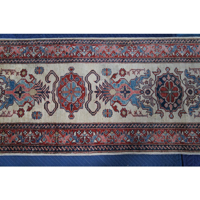 Traditional Hand Knotted Tribal Cream Rug Runner Hooked Medallion Floral 3' X 10' For Sale - Image 6 of 13