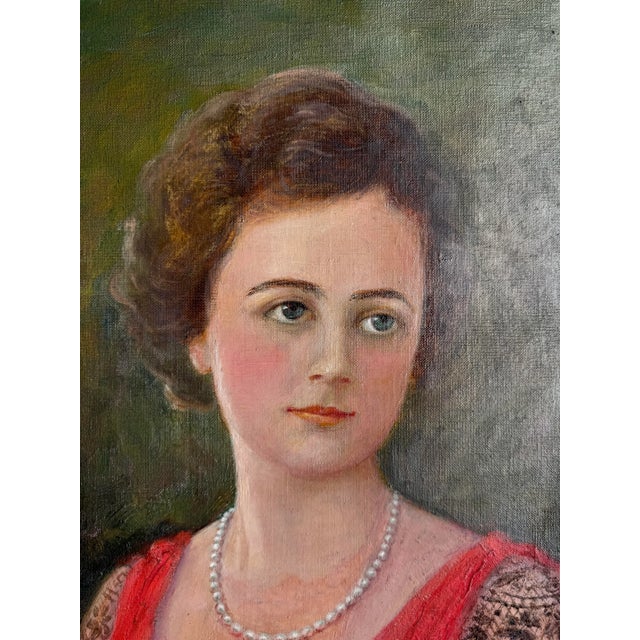 Artist Ida Jolly Crawley: Portrait of Woman in Red Dress For Sale In Boston - Image 6 of 6