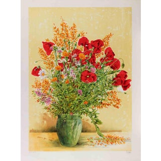 Piero Cicoli, Vase of Flowers, Lithograph, 1980s For Sale