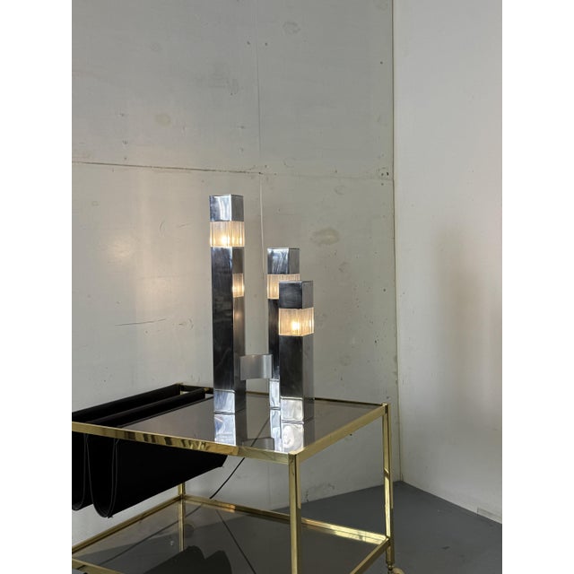 Very Mid-Century Modernist Architectural Sciolari Cubic Table Lamp by Gaetano Sciolari for Sciolari, 1970s For Sale - Image 15 of 18