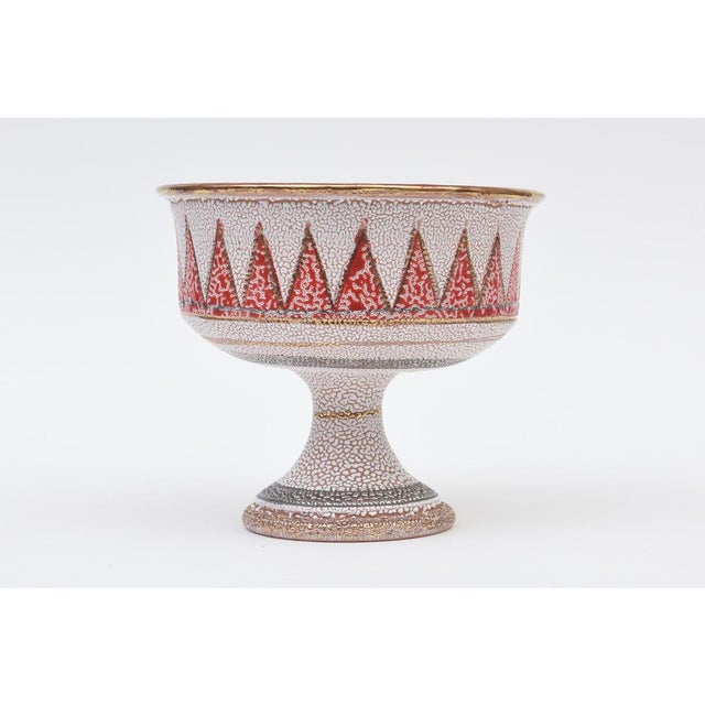 Mid-Century Modern Vintage Ceramic Lava Pedestal Bowl by Fratelli Fanciullaci for Bitossi, 1960's, Italy For Sale - Image 3 of 12