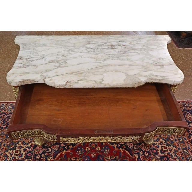 19th Century French Bronze Mount Inlaid Acajou Mouchete Riesener Style Commode For Sale - Image 10 of 16