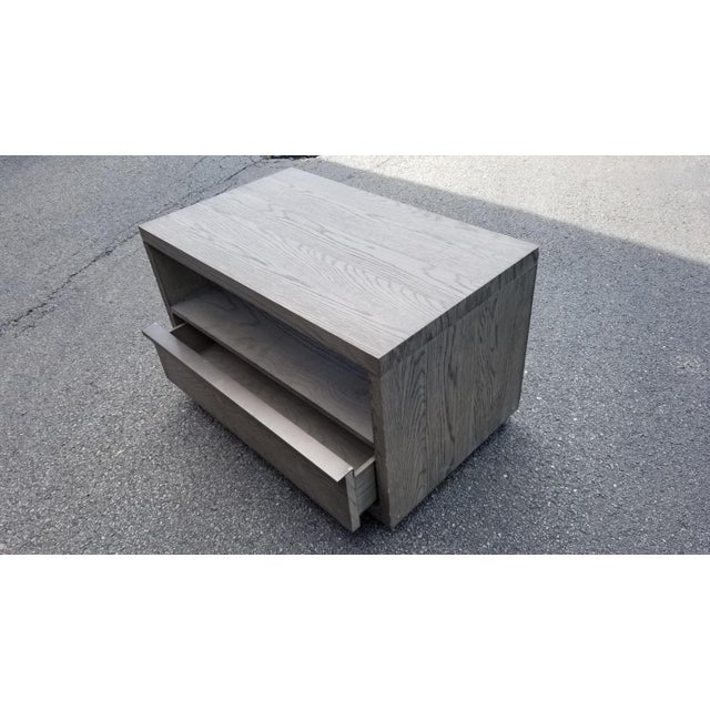 Restoration Hardware Bezier Open Nightstand in Grey Oak/Pewter 36