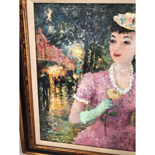 Impasto Impressionist Oil on Canvas of Woman With Rose Attributed to Dietz Edzard For Sale - Image 10 of 12