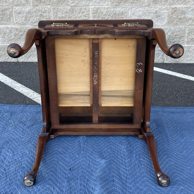 1970s Statton 50th Anniversary Collection Traditional Queen Anne Solid Cherry Square Side or End Table For Sale - Image 11 of 12