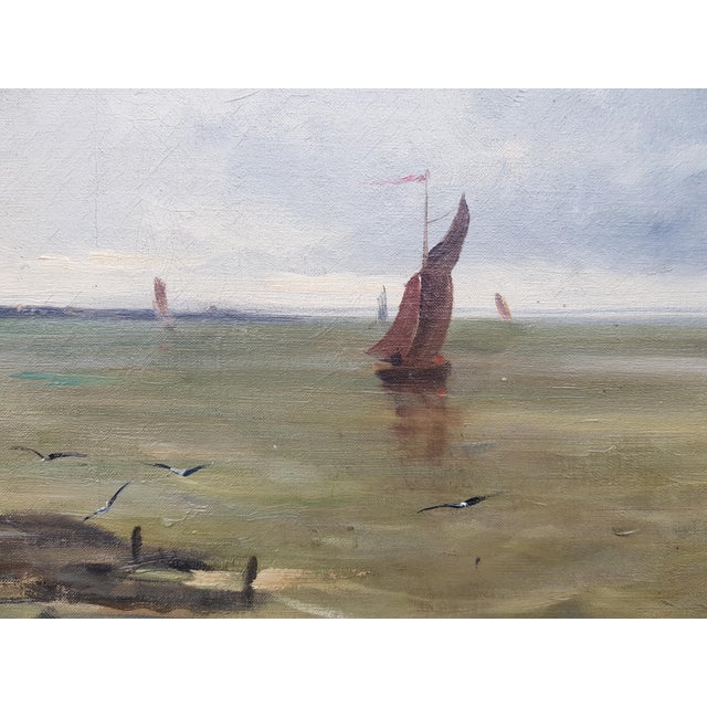 Delpy Hippolyte-Camille - Sailboats in Holland - Oil on Canvas Painting - Circa 1860 For Sale - Image 10 of 13