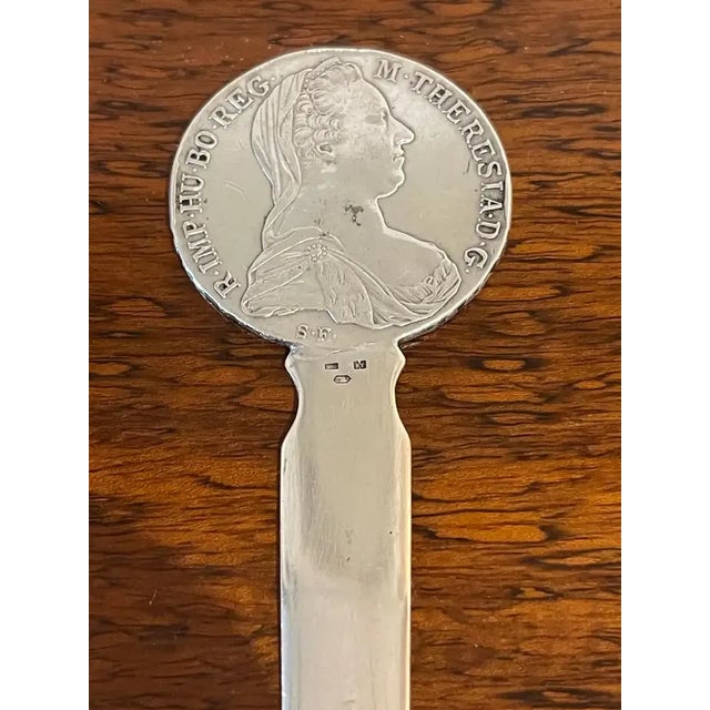 Silver 18th Century Maria Theresa Austria-Habsburg 1780 Silver Coin Letter Opener For Sale - Image 8 of 10