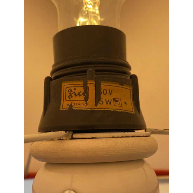 Space Age Table Lamp with Red Fabric Shade and White Porcelain Base from the Wallendorf Porcelain Factory, GDR, 1970s For Sale - Image 11 of 13